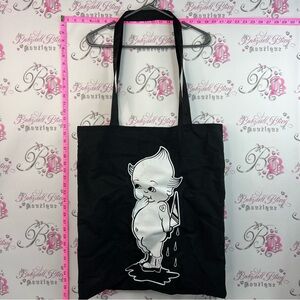 Dolls Kill Black Tote with White Kewpie Character Print